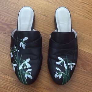 Floral Black Women's Slip-On Shoes